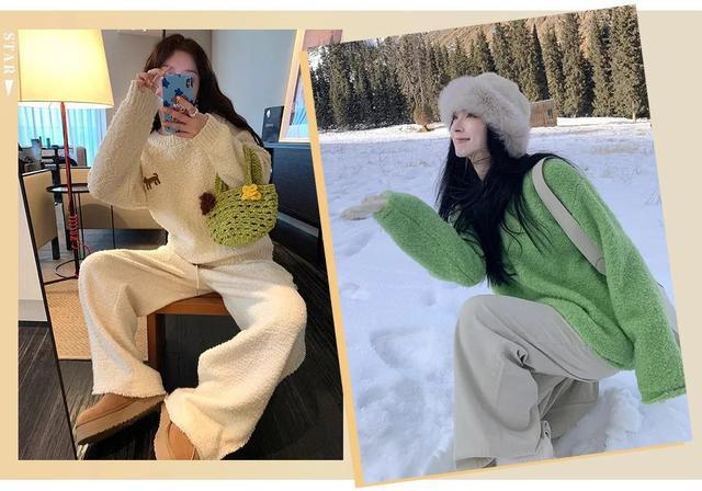 賭博：“毛衣+濶腿褲”慵嬾舒適又高級，這樣穿贏麻了！